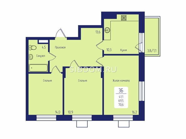 
   Продам 3-комнатную, 70.6 м², Univers (Универс), 2 квартал

. Фото 1.