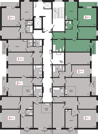 
   Продам 3-комнатную, 86.3 м², КБС. Берег, дом 5 строение 1

. Фото 2.