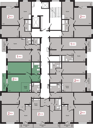 
   Продам 2-комнатную, 52.1 м², КБС. Берег, дом 5 строение 3

. Фото 2.