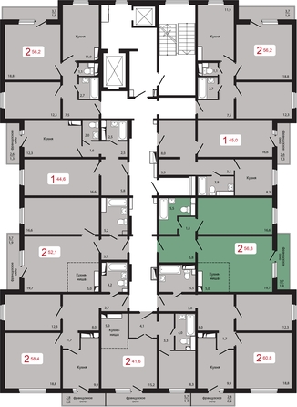 
   Продам 2-комнатную, 56.3 м², КБС. Берег, дом 5 строение 3

. Фото 2.