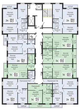 
   Продам 2-комнатную, 58.1 м², Три слона, дом 1

. Фото 6.