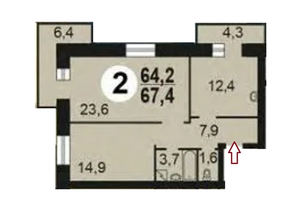 
   Продам 2-комнатную, 67.1 м², Парусная ул, 10

. Фото 31.