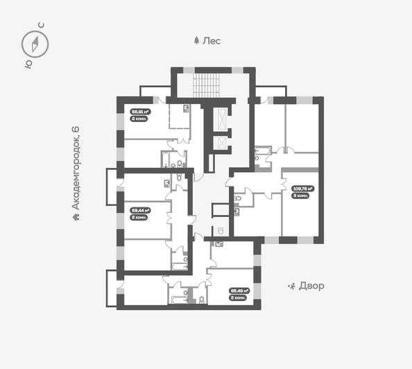 
   Продам 2-комнатную, 57.3 м², Академгородок ул, 80

. Фото 18.