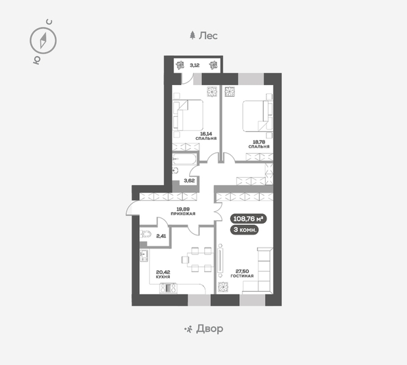 
   Продам 3-комнатную, 108.3 м², Академгородок ул, 80

. Фото 1.