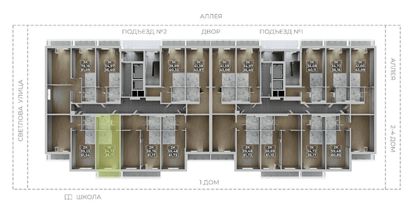 
   Продам 2-комнатную, 60.85 м², Аллея Парк

. Фото 2.