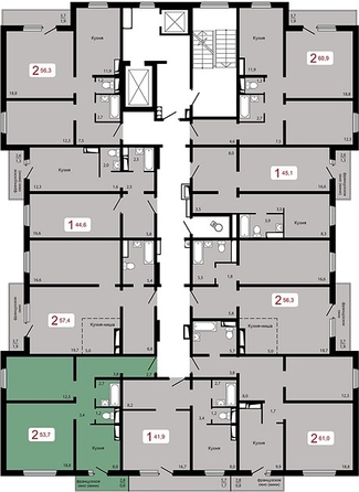 
   Продам 2-комнатную, 53.7 м², Мичурино, дом 2 строение 6

. Фото 2.