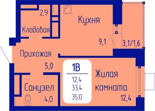 
   Продам 1-комнатную, 35 м², Univers (Универс), 3 квартал

. Фото 1.