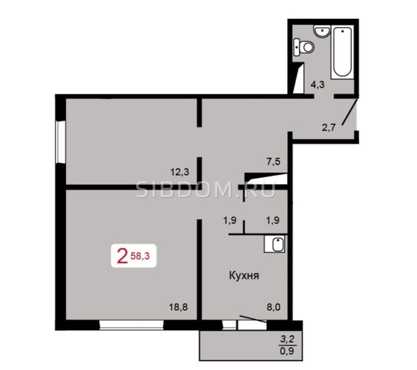 
   Продам 2-комнатную, 56.3 м², Судостроительная ул, 31в

. Фото 13.