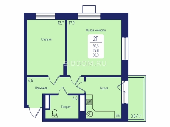 
   Продам 2-комнатную, 50.9 м², Univers (Универс), 2 квартал

. Фото 2.