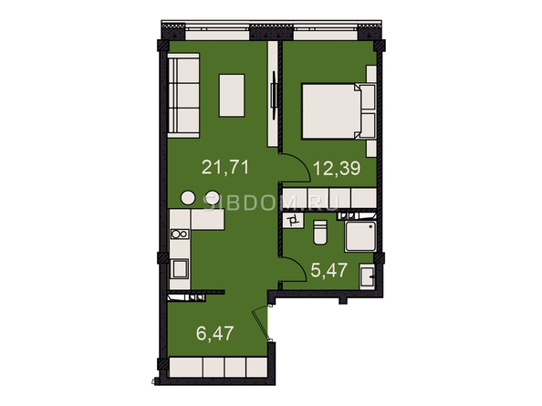 
   Продам 2-комнатный апартамент, 46.04 м², Сады ул, 6г

. Фото 1.