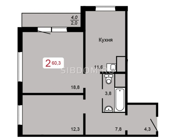 
   Продам 2-комнатную, 56.3 м², Судостроительная ул, 31в

. Фото 10.