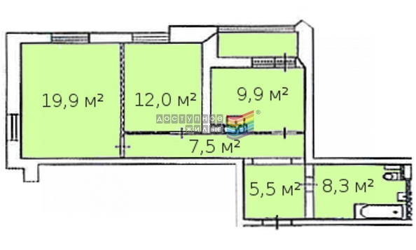 
   Продам 2-комнатную, 63.1 м², Алексеева ул, 48

. Фото 17.