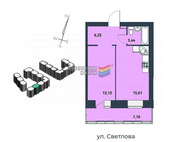 
   Продам 1-комнатную, 40.76 м², Светлова ул, 12

. Фото 8.