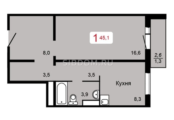 
   Продам 1-комнатную, 51.6 м², 60 лет Октября ул, 86а

. Фото 5.