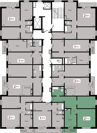 
   Продам 2-комнатную, 61 м², Мичурино, дом 2 строение 6

. Фото 10.