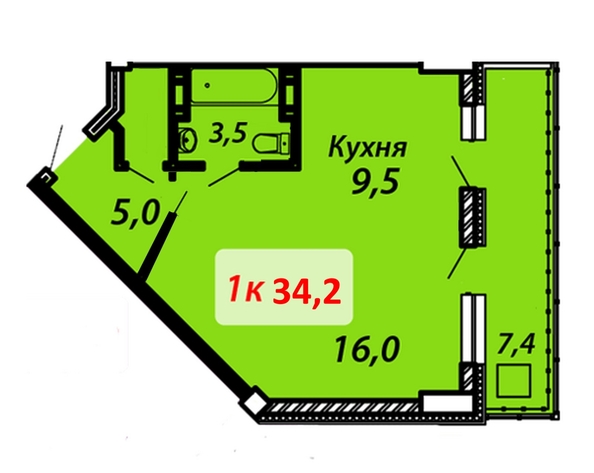 
   Продам 1-комнатную, 34.2 м², Воронова ул, 20

. Фото 12.