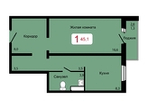 
   Продам 1-комнатную, 45.1 м², Мичурино, дом 2 строение 6

. Фото 1.