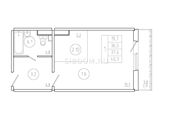 
   Продам 1-комнатную, 37.6 м², Три слона, дом 3

. Фото 1.