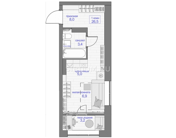 
   Продам студию, 26.5 м², Прогресс-квартал Перемены, дом 2

. Фото 1.