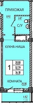 
   Продам 1-комнатную, 34.25 м², Дом на Светлова

. Фото 1.