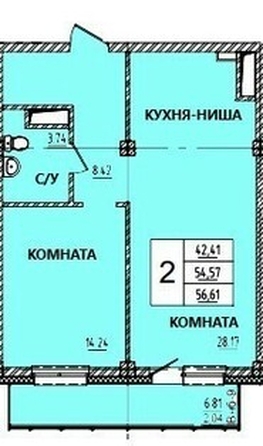 
   Продам 2-комнатную, 56.72 м², Дом на Светлова

. Фото 1.