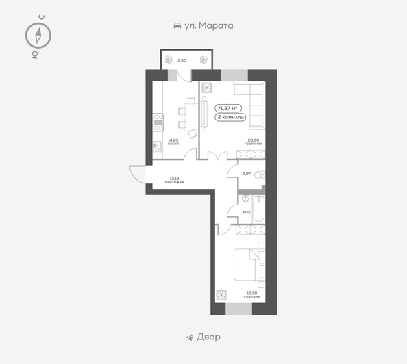 
   Продам 2-комнатную, 72.1 м², Ладо Кецховели ул, 27

. Фото 16.