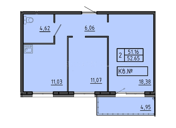 
   Продам 2-комнатную, 52.65 м², Соколовская ул, 20в

. Фото 18.