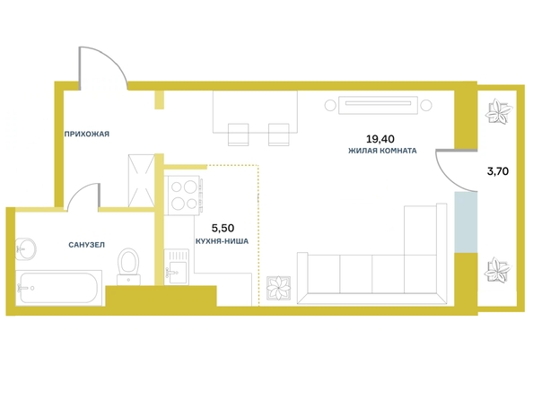 
   Продам студию, 36.3 м², Белый квартал на Спандаряна, 2

. Фото 1.