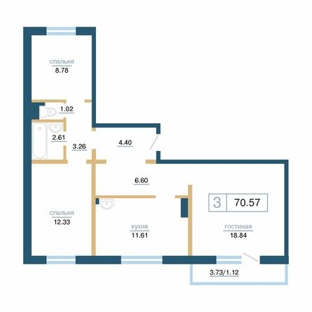 
   Продам 3-комнатную, 69.5 м², Партизана Железняка ул, 47

. Фото 12.