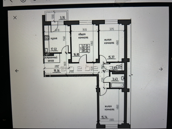 
   Продам 3-комнатную, 84.65 м², Северное шоссе, 48а

. Фото 1.