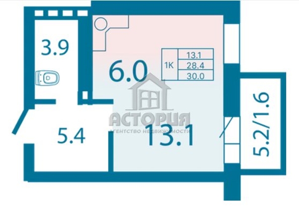 
   Продам 1-комнатную, 30 м², Олимп, дом 1

. Фото 2.