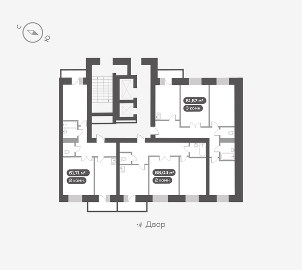 
   Продам 2-комнатную, 61.71 м², Сити-квартал на Взлетной, дом 1

. Фото 3.