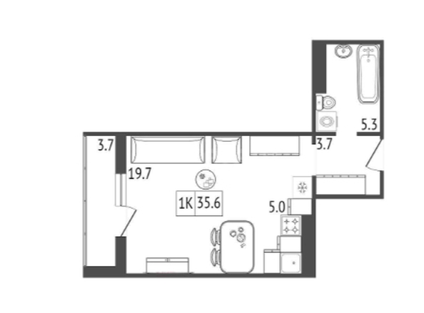 
   Продам 1-комнатную, 35.6 м², Три слона, дом 2

. Фото 1.