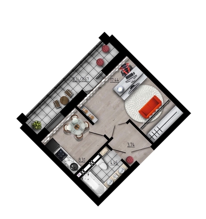 
   Продам 1-комнатную, 34.2 м², Петра Подзолкова ул, 6

. Фото 1.