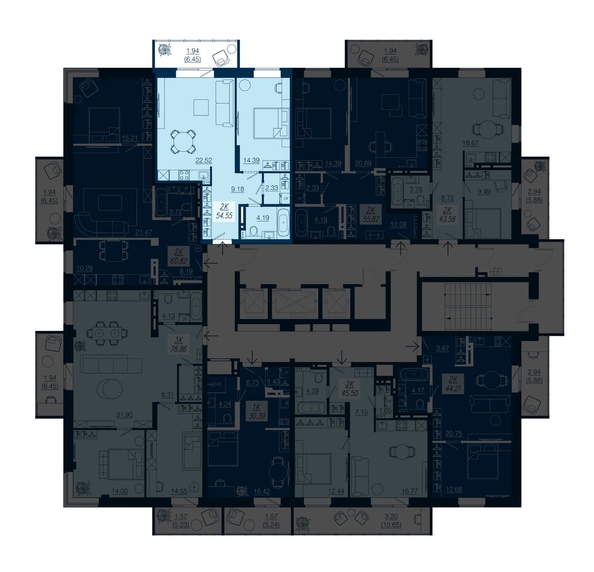 
  Продается 2-комн. квартира, 54.55 м², ЖК АЭРОCITY (Аэросити), дом 1
. Фото 1.
