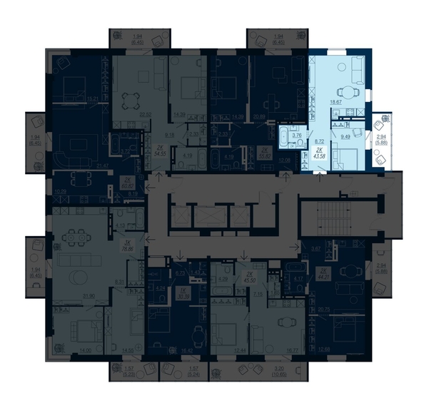 
  Продается 2-комн. квартира, 43.58 м², ЖК АЭРОCITY (Аэросити), дом 1
. Фото 1.
