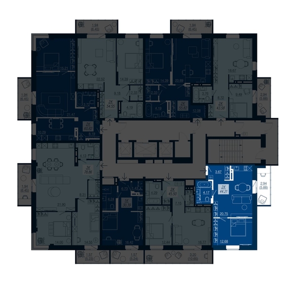 
  Продается 2-комн. квартира, 44.21 м², ЖК АЭРОCITY (Аэросити), дом 1
. Фото 1.