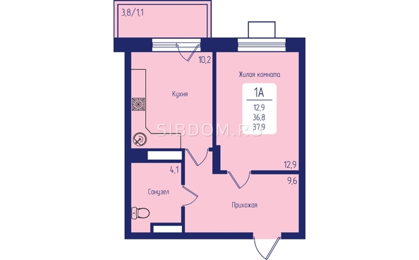 
  Продается 1-комн. квартира, 37.9 м², ЖК Univers (Универс), 2 квартал
. Фото 4.