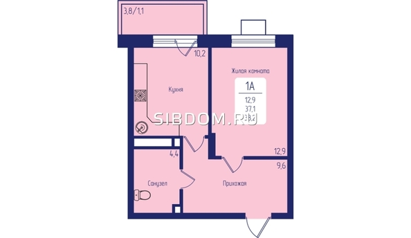 
  Продается 1-комн. квартира, 38.2 м², ЖК Univers (Универс), 2 квартал
. Фото 4.