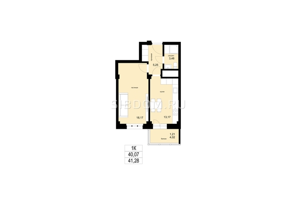
  Продается 1-комн. квартира, 41.28 м², ЖК ЛЕТО, дом 2
. Фото 2.