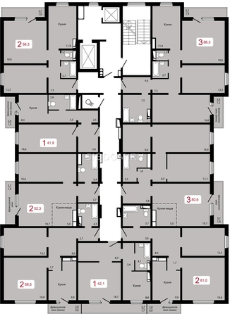 
  Продается 2-комн. квартира, 58.5 м², ЖК Мичурино, дом 2 строение 7
. Фото 6.