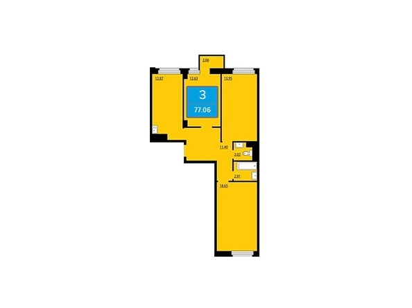 
  Продается 3-комн. квартира, 77.06 м², ЖК Преображенский, дом 12
. Фото 3.