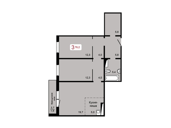 
  Продается 3-комн. квартира, 76.2 м², ЖК Мичурино, дом 2 строение 5
. Фото 4.
