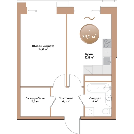 
  Продается 1-комн. квартира, 39.2 м², ЖК Небо над Енисеем, корпус 4
. Фото 1.