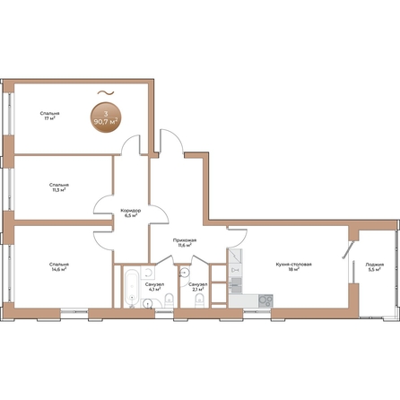 
  Продается 3-комн. квартира, 88 м², ЖК Небо над Енисеем, корпус 2
. Фото 2.