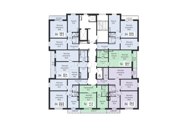 
  Продается 1-комн. квартира, 41.9 м², ЖК Три слона, дом 2
. Фото 9.