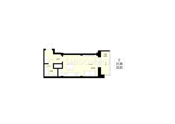 
  Продается студия, 33.63 м², ЖК ЛЕТО, дом 1
. Фото 1.