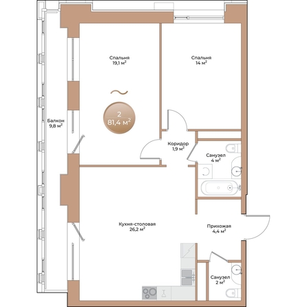 
  Продается 2-комн. квартира, 74.5 м², ЖК Небо над Енисеем
. Фото 1.