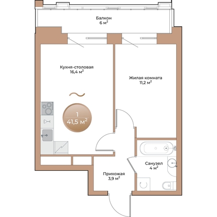 
  Продается 1-комн. квартира, 37.3 м², ЖК Небо над Енисеем
. Фото 1.
