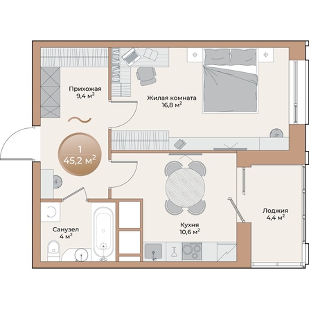 
  Продается 1-комн. квартира, 43 м², ЖК Небо над Енисеем
. Фото 1.